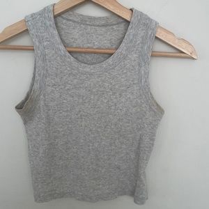 Grey ribbed cotton tank